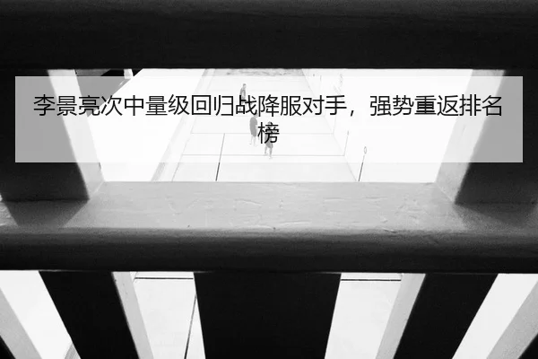 李景亮次中量级回归战降服对手，强势重返排名榜